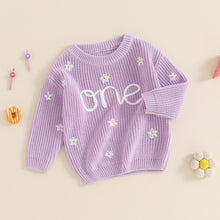 Load image into Gallery viewer, Baby Girl Sweater with Embroidery "One"- Pick your Color