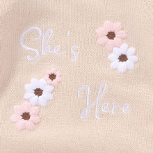 Load image into Gallery viewer, "She's here" knitted Baby Romper , Long Sleeve with Hat - BEBIMINE LLC