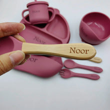 Load image into Gallery viewer, 6Pcs Silicone Tableware with Name- Pick your Color - BEBIMINE LLC