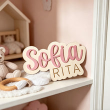 Load image into Gallery viewer, Personalized Double-Layer Wooden Name Sign – Two-Line Design