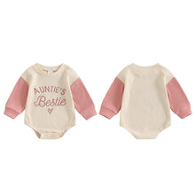 Load image into Gallery viewer, Baby Girl Clothes Long Sleeve Aunties Bestie Embroidery Waffle Romper