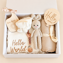 Load image into Gallery viewer, Hello World Newborn Baby Gift Box – Gender-Neutral Baby Shower Gift