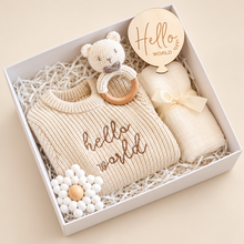 Load image into Gallery viewer, Hello World Newborn Baby Gift Box – 5 Pieces