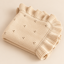 Load image into Gallery viewer, Personalized Pointelle Ruffle Baby Blanket