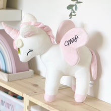 Load image into Gallery viewer, Medium Unicorn White/Blush with Flower Wreath- Customizable - BEBIMINE LLC