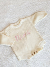 Load image into Gallery viewer, Knitted Romper Longsleeved with Name Embroidery - Pick your Color
