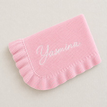 Load image into Gallery viewer, Dusty Pink Knitted Blanket with Ruffles - Pick your Color
