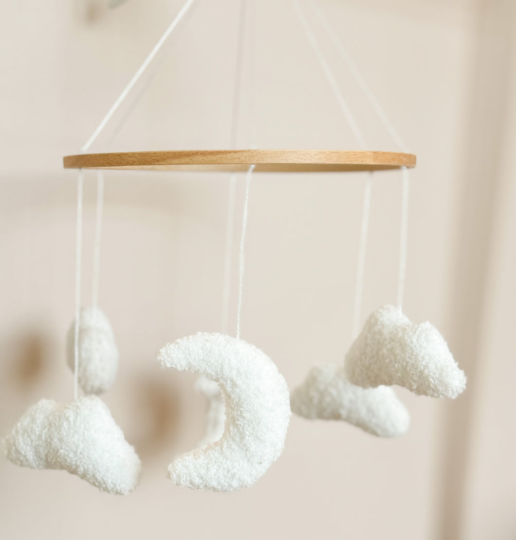 Baby hanging, dangling crib mobile , Bed Bell - Moon and Clouds - BEBIMINE LLC