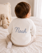 Load image into Gallery viewer, Personalized Knitted Cardigan – Ivory - BEBIMINE LLC
