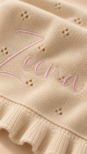 Load image into Gallery viewer, Personalized Pointelle Ruffle Baby Blanket
