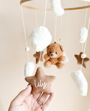 Load image into Gallery viewer, Baby hanging, dangling crib mobile , Bed Bell - Teddy, Moon, Clouds and Stars - BEBIMINE LLC
