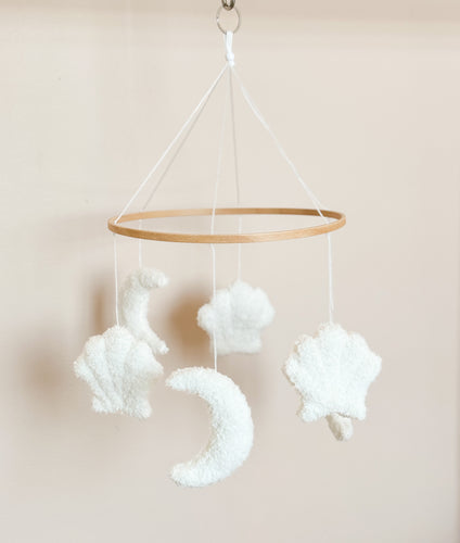 Baby hanging, dangling crib mobile , Bed Bell - Moon and Shells - BEBIMINE LLC