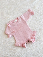 Load image into Gallery viewer, Knitted long sleeved Baby romper with Ruffle details- 2 colors available
