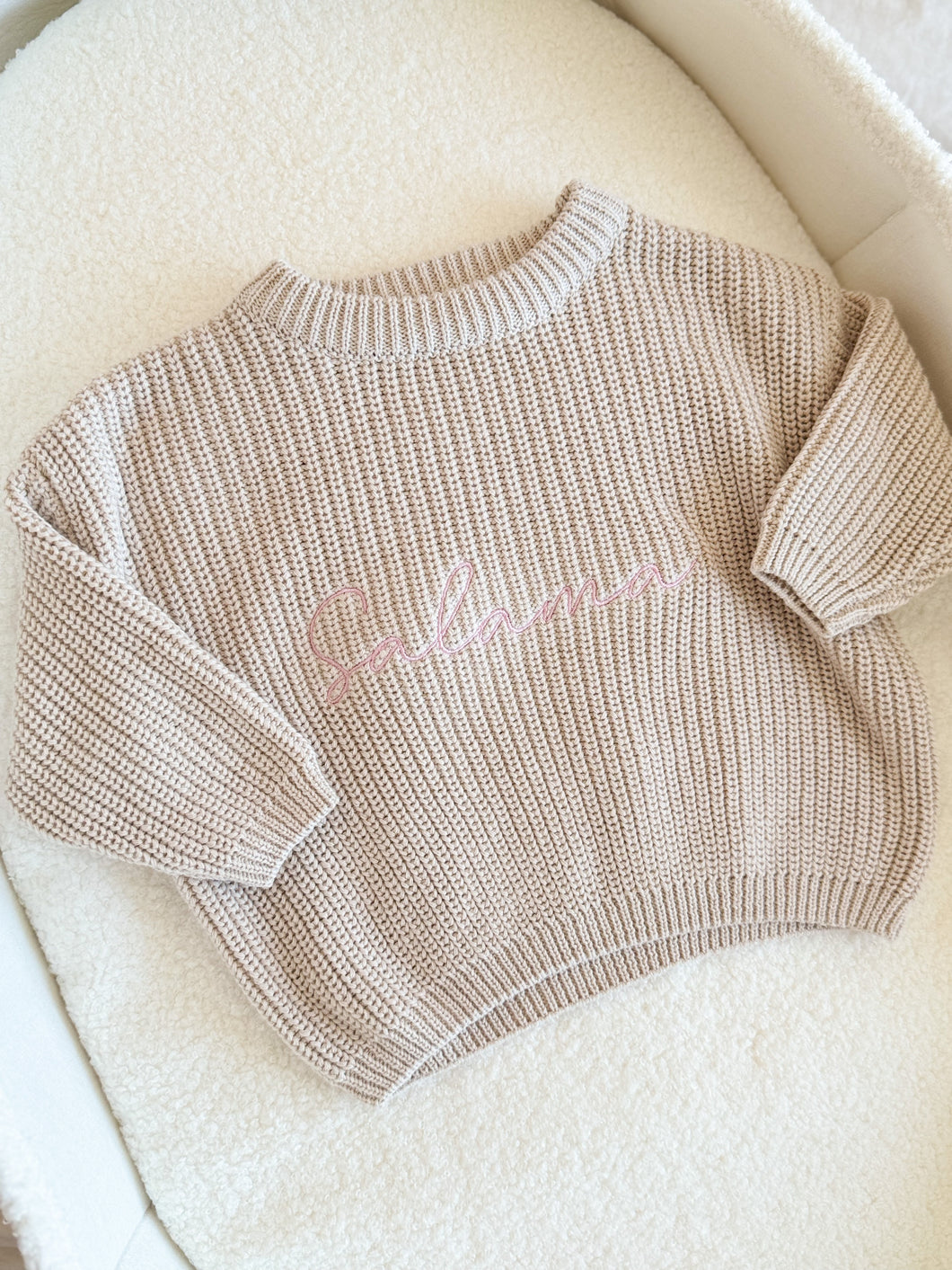 Solid Color Knitted Pullover/ Sweater , multiple Colors - add Name embroidery