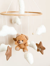 Load image into Gallery viewer, Baby hanging, dangling crib mobile , Bed Bell - Teddy, Moon, Clouds and Stars - BEBIMINE LLC
