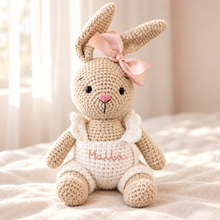 Load image into Gallery viewer, Personalised Handmade Bunny with Bow
