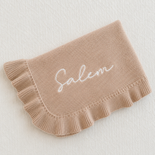 Load image into Gallery viewer, Dusty Pink Knitted Blanket with Ruffles - Pick your Color
