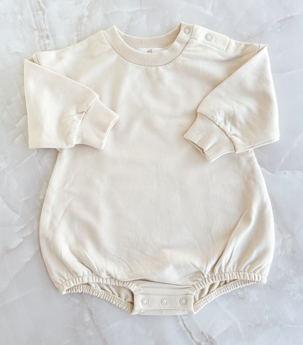 Bubble Romper, Baby Onesie, Oversized Jumpsuit (add embroidery) - Off White