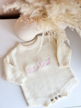 Load image into Gallery viewer, Knitted Romper Longsleeved with Name Embroidery - Pick your Color
