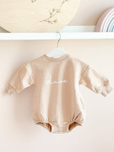 Load image into Gallery viewer, Bubble Romper, Baby Onesie , Oversized Jumpsuit with Name - Light Beige
