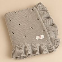 Load image into Gallery viewer, Personalized Pointelle Ruffle Baby Blanket
