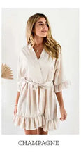 Load image into Gallery viewer, Personalized Bridesmaid Robes with a Ruffled Bridal Shower Dressing Gown Unique Wedding Day Robe For Bride Custom Ruffle Kimonos
