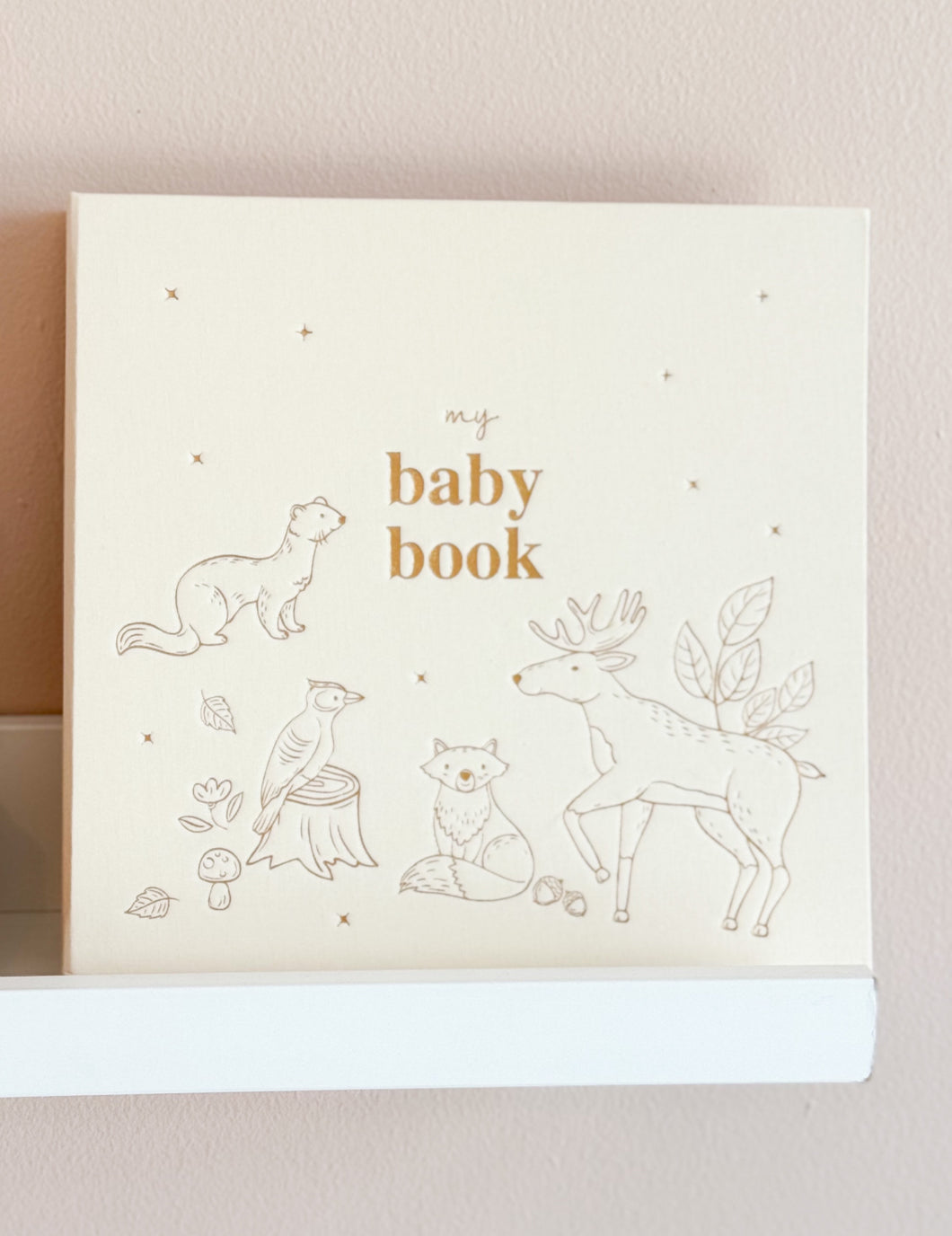 Animal-Themed Baby Memory Book – Cream with Gold Embossing