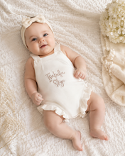 Load image into Gallery viewer, Knitted Romper with Ruffles , Baby girl Onesie , Infant Jumpsuit
