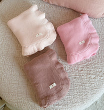 Load image into Gallery viewer, Ruffle Knit Baby Blanket with Optional Name Embroidery
