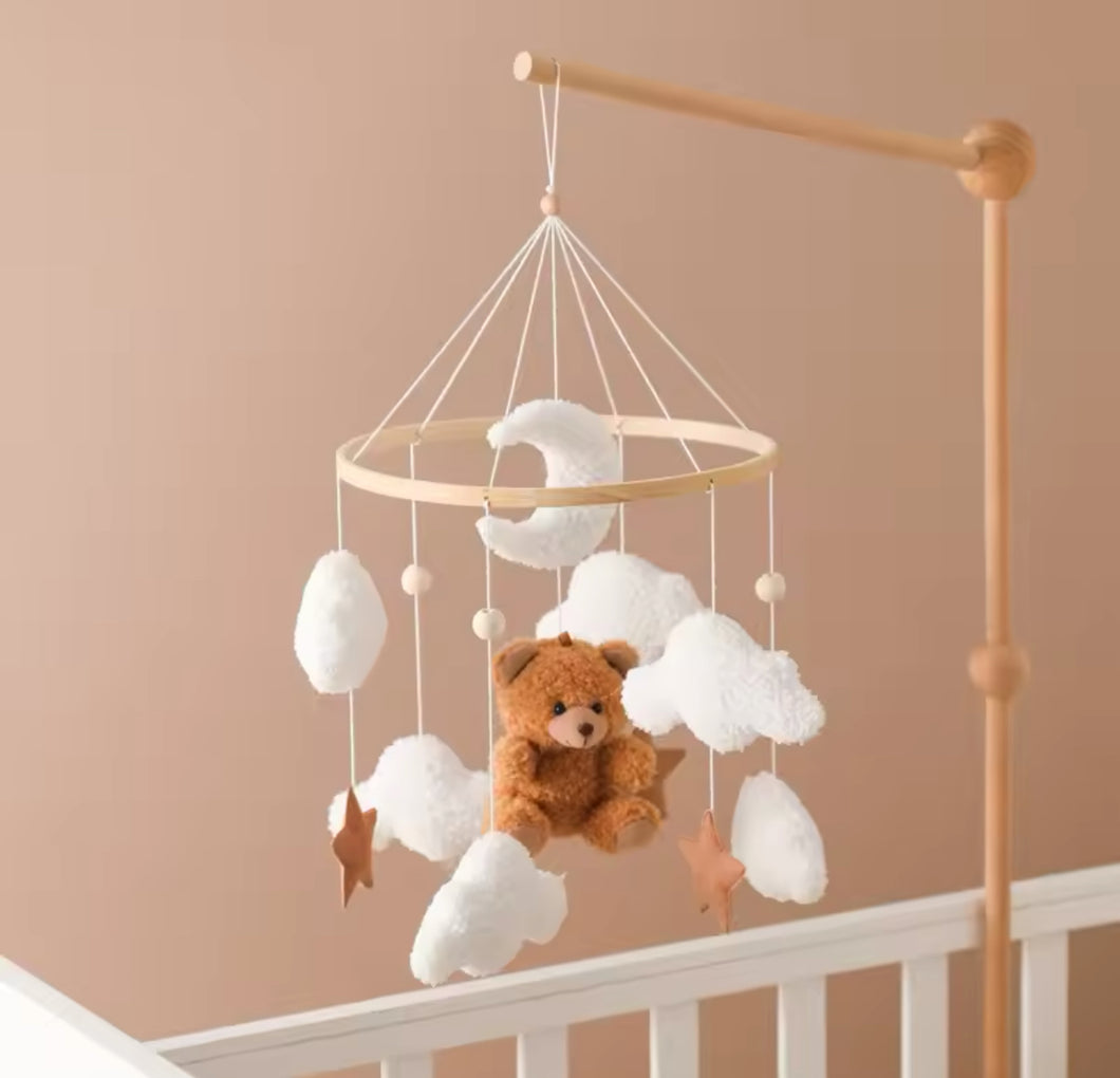 Baby hanging, dangling crib mobile , Bed Bell - Teddy, Moon, Clouds and Stars - BEBIMINE LLC