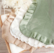 Load image into Gallery viewer, Knitted Blanke with Ruffles - Pick your Color - BEBIMINE LLC
