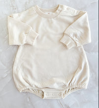 Load image into Gallery viewer, Bubble Romper, Baby Onesie , Oversized Jumpsuit with Name - Light Beige
