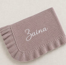 Load image into Gallery viewer, Ruffle Cotton Knit Baby Blanket - BEBIMINE LLC
