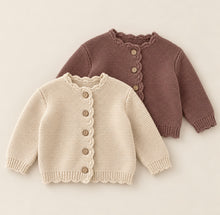 Load image into Gallery viewer, Personalised Knitted Baby Scallop Cardigan - BEBIMINE LLC
