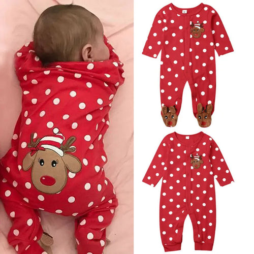 Baby Christmas Romper Long Sleeve, One-Piece - BEBIMINE LLC