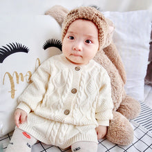 Load image into Gallery viewer, Toddler Girls Boys Suit Autumn Winter Children Clothing Boys Girls Baby Knit Sweater Cardigan + Shorts Suit Baby Clothes Suit
