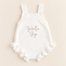 Load image into Gallery viewer, Ruffle Knit Baby Girl Romper – Optional Name Embroidery
