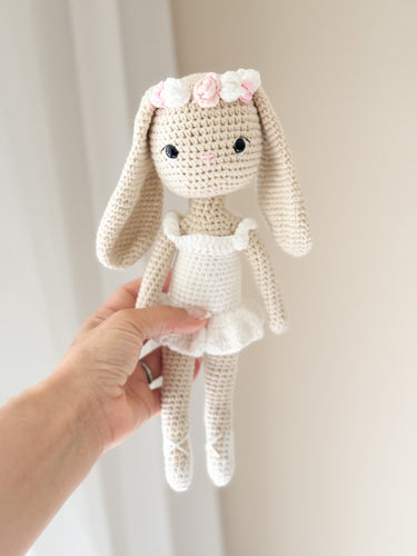 Handmade Crochet Bunny Girl with floppy ears - BEBIMINE LLC