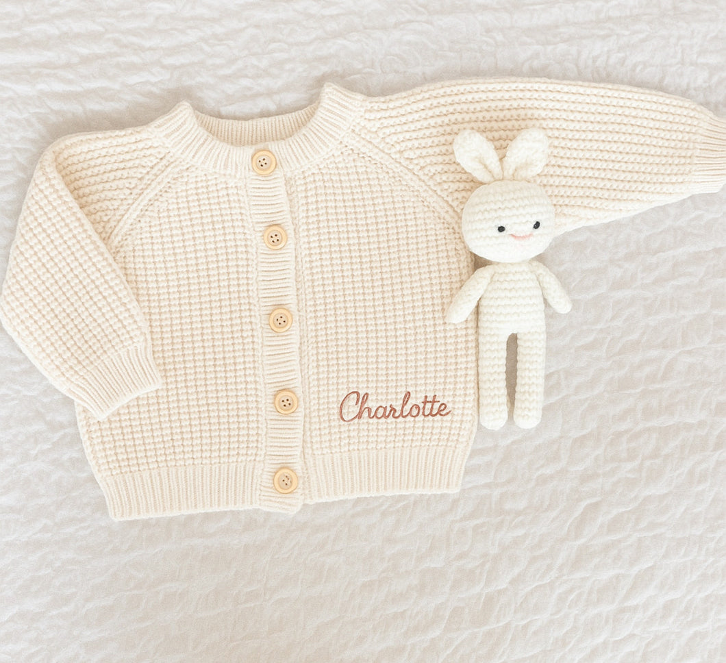 Personalized Knitted Cardigan – Ivory