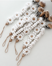 Load image into Gallery viewer, Daisy Silicone Pacifier Clip, White Flowers - BEBIMINE LLC

