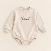 Load image into Gallery viewer, Personalised Oversized Bubble Baby Romper – Off-White

