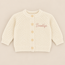 Load image into Gallery viewer, Personalised Knit Baby Cardigan – Ivory
