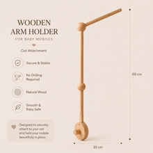 Load image into Gallery viewer, Natural Wooden Baby Mobile Holder – Cot Attachment Arm - BEBIMINE LLC
