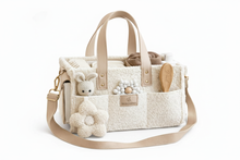 Load image into Gallery viewer, Nappy Caddy Organiser - Beige with Brown straps
