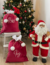 Load image into Gallery viewer, Luxury Velvet Santa Sack with Pom Moms- Personalized - BEBIMINE LLC
