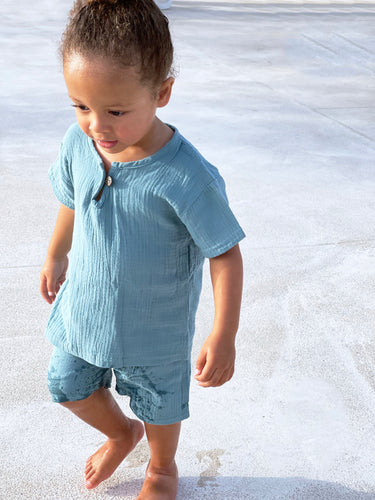 Summer Muslin Cotton Set BLUE - BEBIMINE LLC