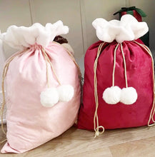 Load image into Gallery viewer, Luxury Velvet Santa Sack with Pom Moms- Personalized - BEBIMINE LLC
