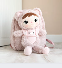 Load image into Gallery viewer, Soft Backpack with removable Doll - Blush Pink Bear - BEBIMINE LLC
