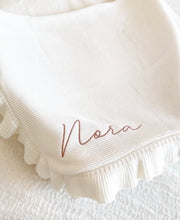 Load image into Gallery viewer, Dusty Pink Knitted Blanket with Ruffles - Pick your Color
