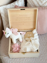 Load image into Gallery viewer, Heirloom Wooden Personalized Keepsake Box Filled - Little Unicorn
